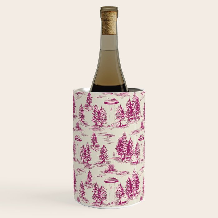 Magenta Alien Abduction Toile De Jouy Pattern Wine Chiller Gallery Image 3