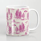 Magenta Alien Abduction Toile De Jouy Pattern Coffee Mug Gallery Image 1