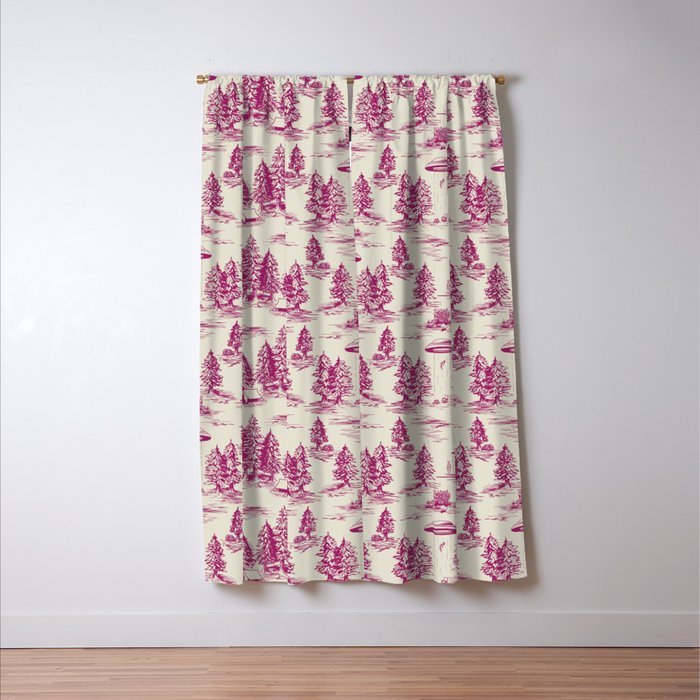 Magenta Alien Abduction Toile De Jouy Pattern Window Curtain Gallery Image 3