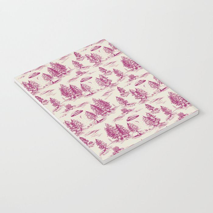 Magenta Alien Abduction Toile De Jouy Pattern Notebook Gallery Image 3
