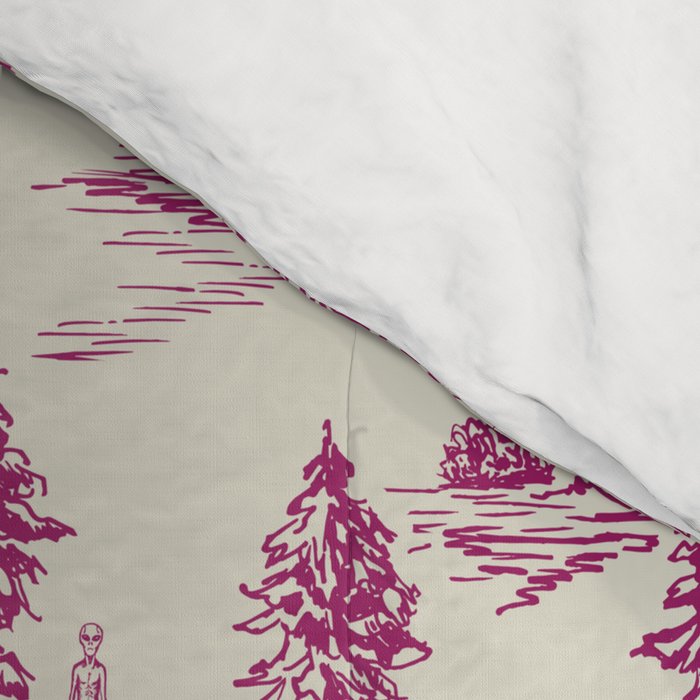 Magenta Alien Abduction Toile De Jouy Pattern Comforter Gallery Image 4
