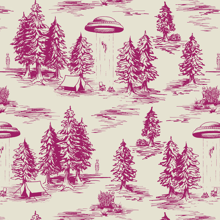 Magenta Alien Abduction Toile De Jouy Pattern Coffee Mug Gallery Image 2