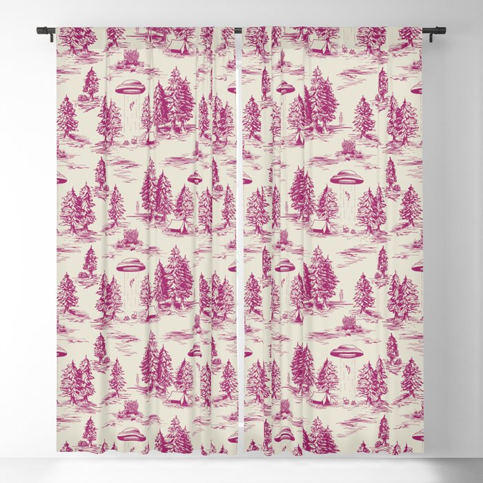 Magenta Alien Abduction Toile De Jouy Pattern Window Curtain Gallery Image 5