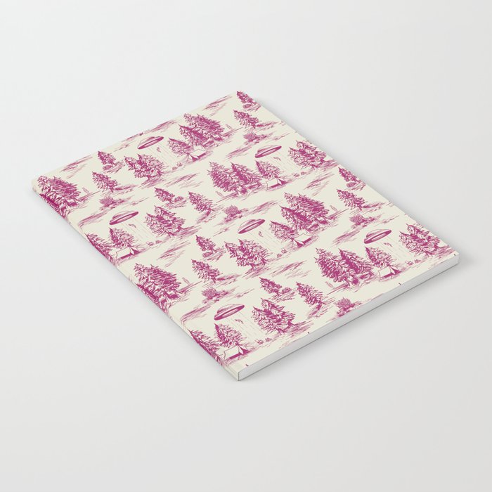 Magenta Alien Abduction Toile De Jouy Pattern Notebook Gallery Image 2