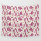 Magenta Alien Abduction Toile De Jouy Pattern Wall Tapestry Gallery Image 4