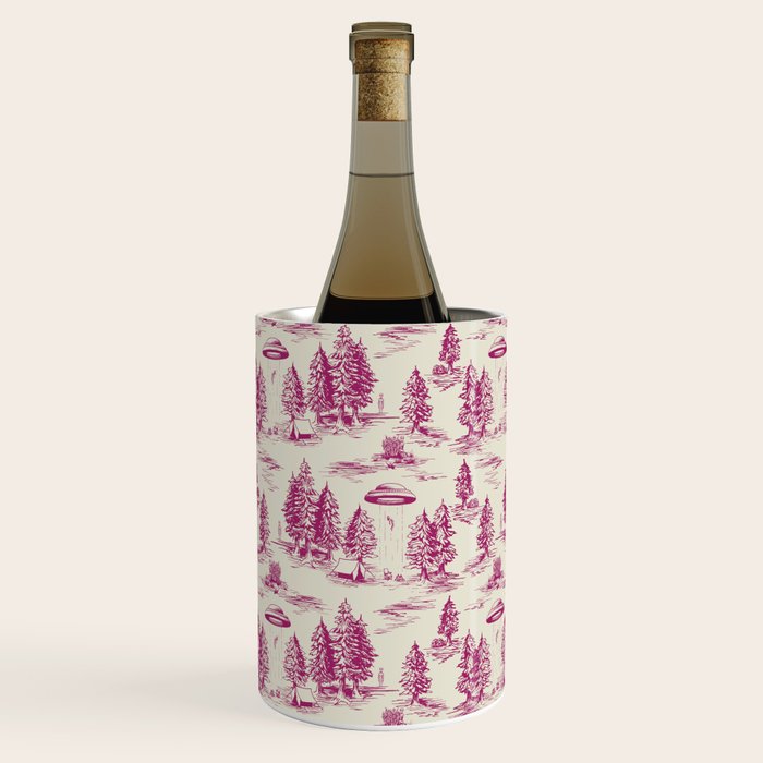 Magenta Alien Abduction Toile De Jouy Pattern Wine Chiller Gallery Image 2
