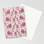 Magenta Alien Abduction Toile De Jouy Pattern Stationery Card Gallery Image 2