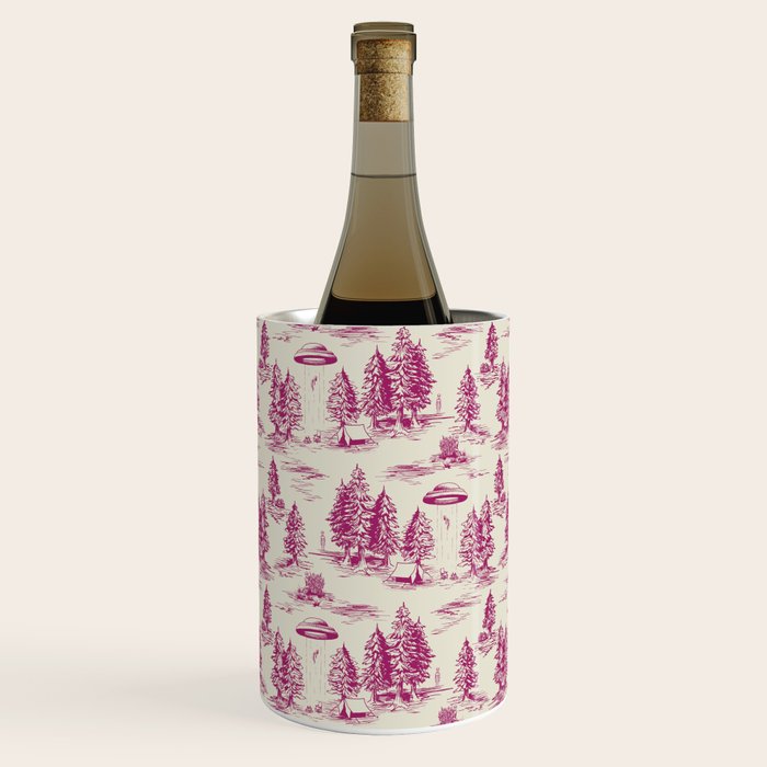 Magenta Alien Abduction Toile De Jouy Pattern Wine Chiller Gallery Image 1