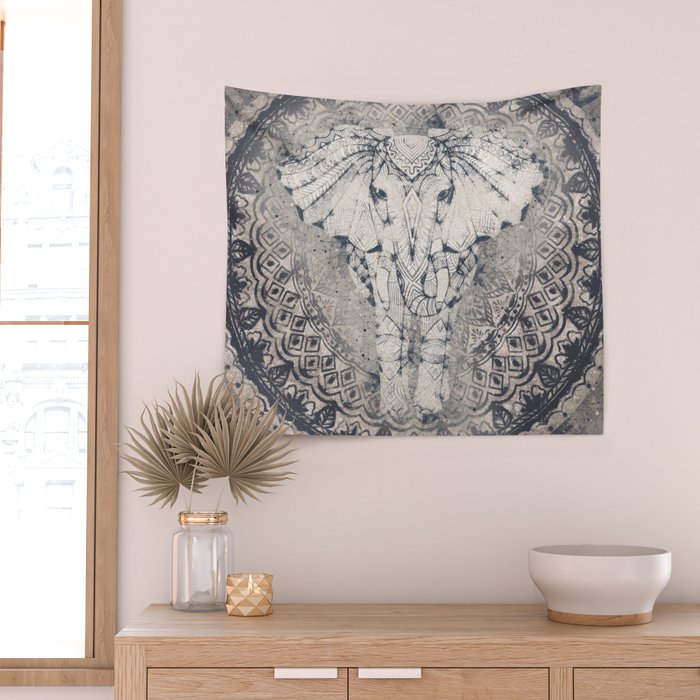 Indian Elephant Mandala Wall Tapestry Gallery Image 2