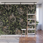 Lush Tropical Lemur Monkey Paradise Black Wall Mural Gallery Image 1