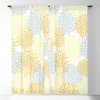 Floral Blooms, Yellow, Gray and White Window Curtain Gallery Image 5