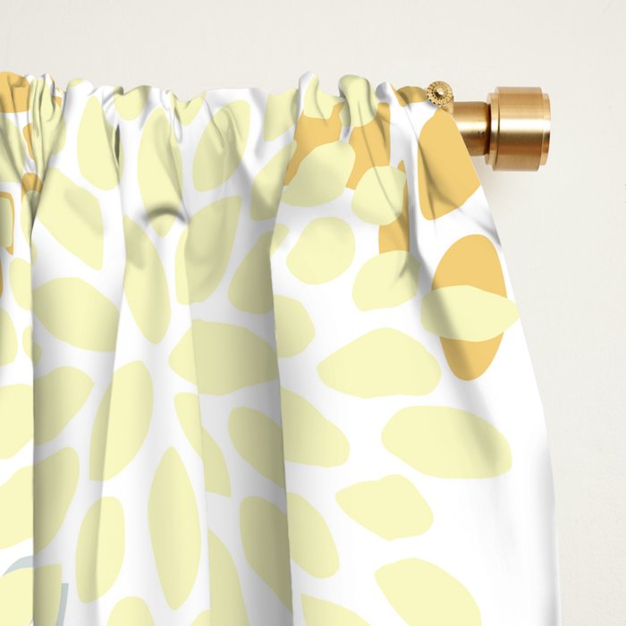 Floral Blooms, Yellow, Gray and White Window Curtain Gallery Image 2