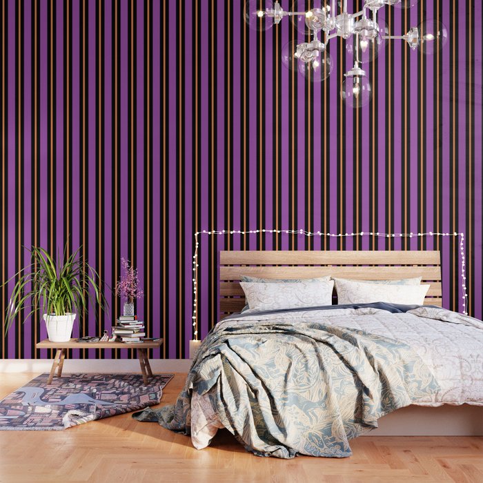 Halloween Stripes Purple Black Orange Vertical Stripe Pattern Wallpaper Gallery Image 3