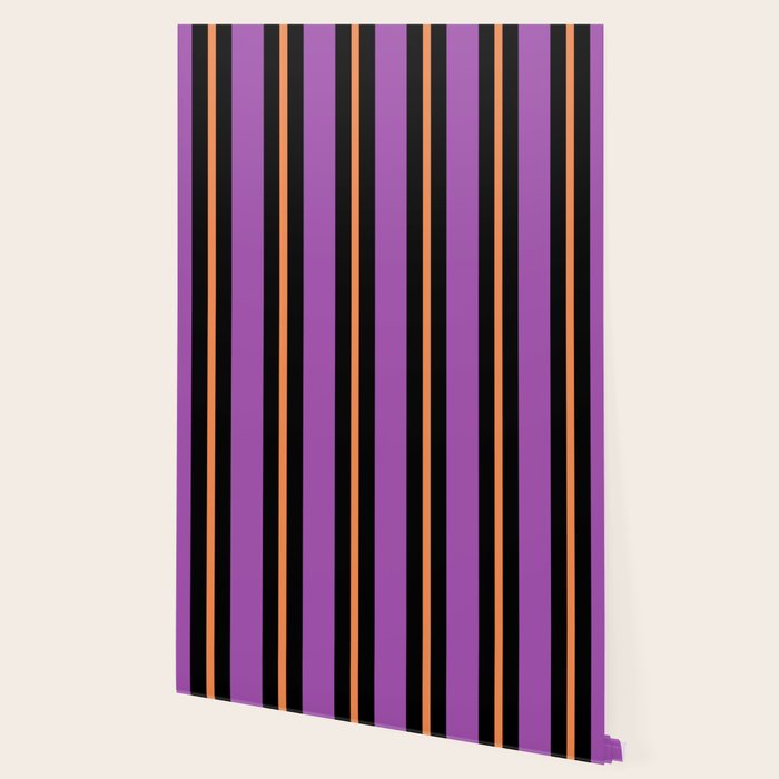 Halloween Stripes Purple Black Orange Vertical Stripe Pattern Wallpaper Gallery Image 2