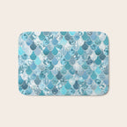 Cute Mermaid Scales, Teal and Aqua Bath Mat Gallery Image 1