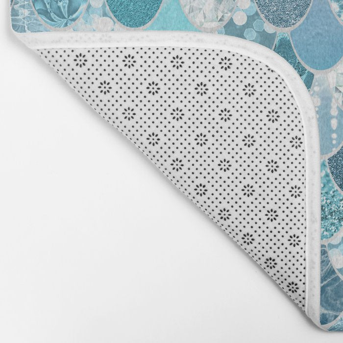 Cute Mermaid Scales, Teal and Aqua Bath Mat Gallery Image 2