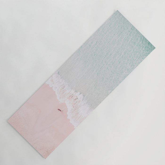 Aerial Pink Beach Print - Pastel - Ocean - Sea - Travel photography Yoga Mat Gallery Image 1