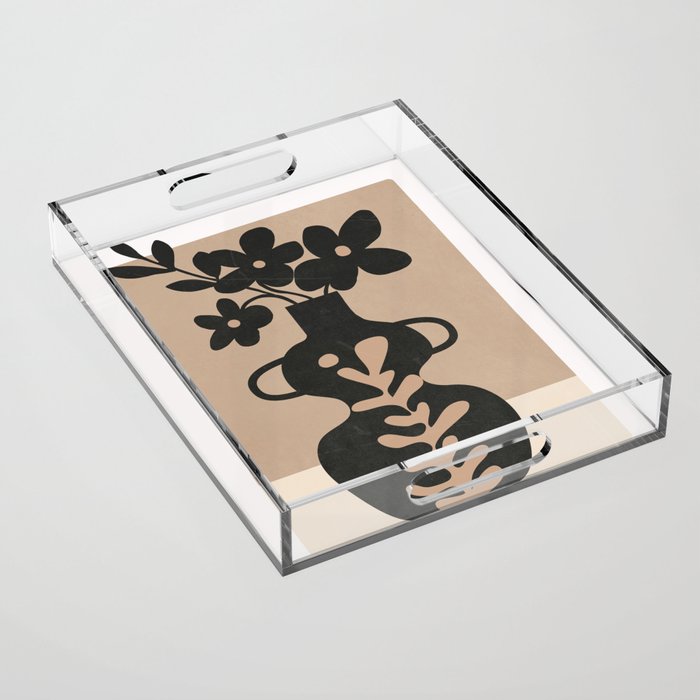 Floral Silhouette 6 Acrylic Tray Gallery Image 1