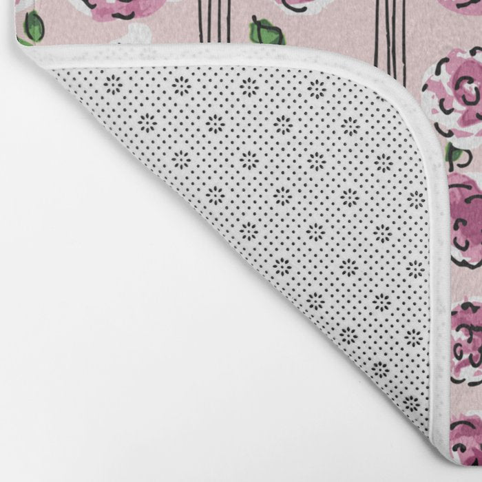 romantic rose pattern - sweet midcentury flowers Bath Mat Gallery Image 2