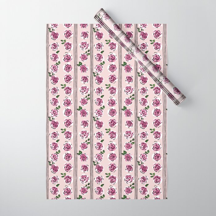 romantic rose pattern - sweet midcentury flowers Wrapping Paper Gallery Image 1
