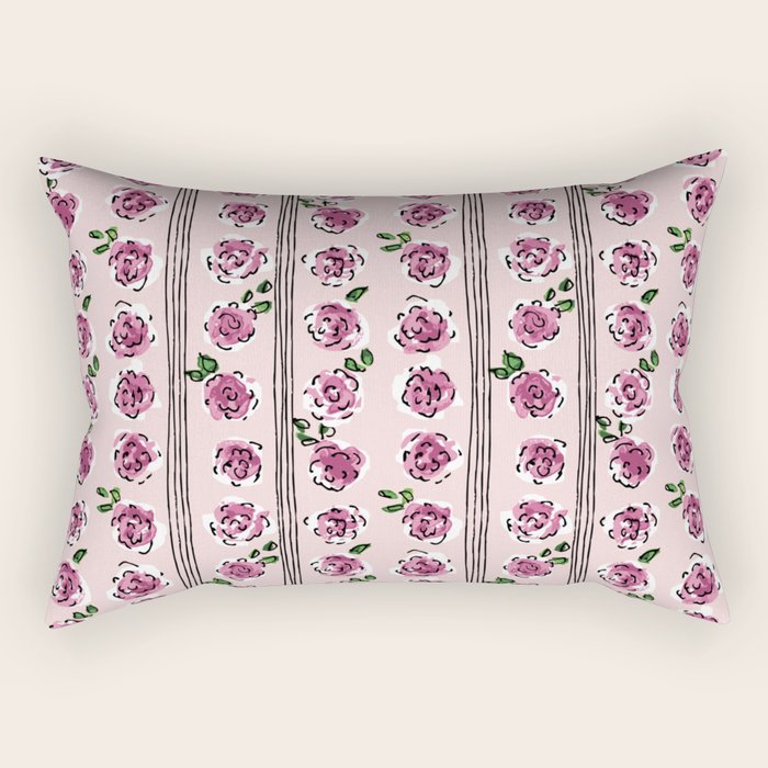 romantic rose pattern - sweet midcentury flowers Rectangular Pillow Gallery Image 2