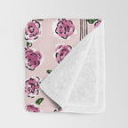 romantic rose pattern - sweet midcentury flowers Throw Blanket Gallery Image 3