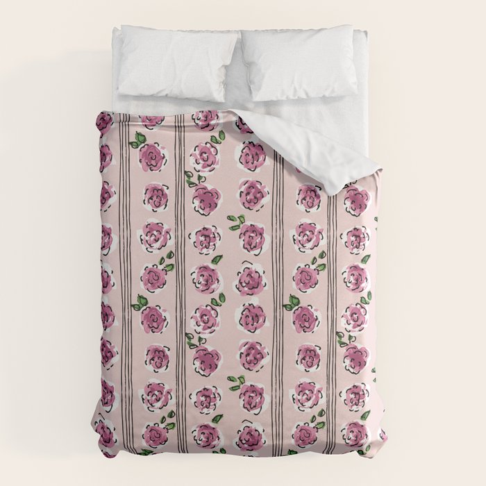 romantic rose pattern - sweet midcentury flowers Duvet Cover Gallery Image 6