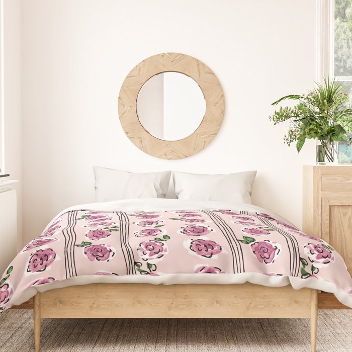 romantic rose pattern - sweet midcentury flowers Duvet Cover Gallery Image 3