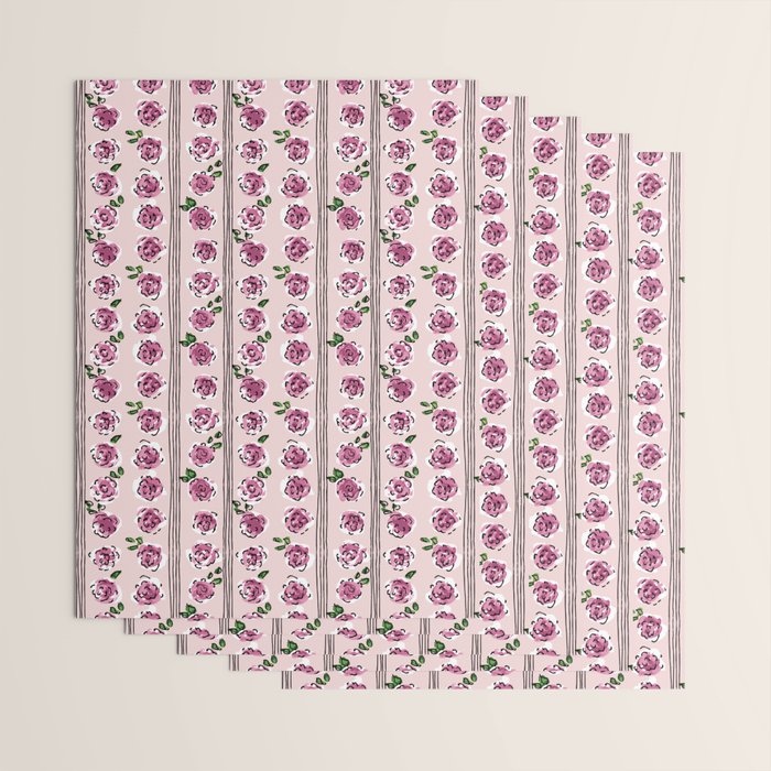 romantic rose pattern - sweet midcentury flowers Wrapping Paper Gallery Image 3