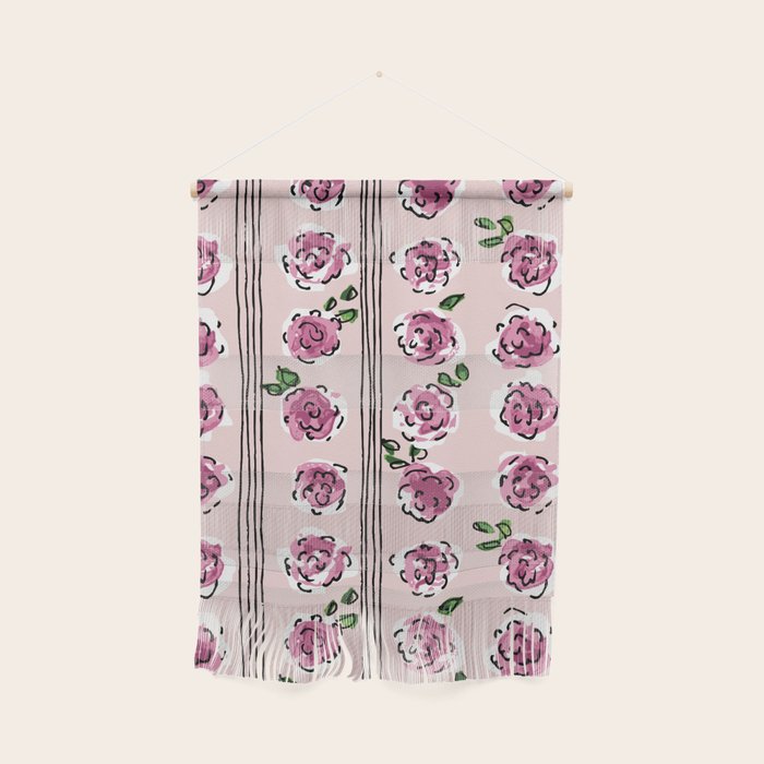 romantic rose pattern - sweet midcentury flowers Wall Hanging Gallery Image 1