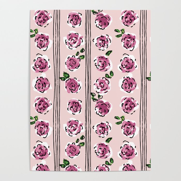 romantic rose pattern - sweet midcentury flowers Poster Gallery Image 4