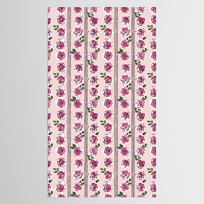 romantic rose pattern - sweet midcentury flowers Tablecloth Gallery Image 2