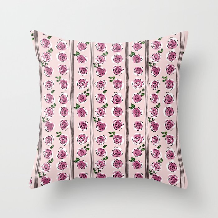romantic rose pattern - sweet midcentury flowers Throw Pillow Gallery Image 6