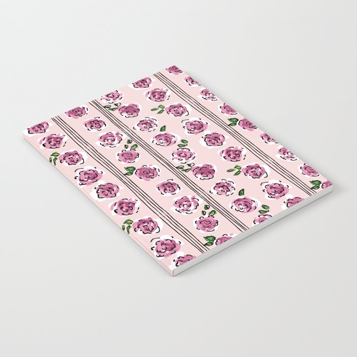 romantic rose pattern - sweet midcentury flowers Notebook Gallery Image 1