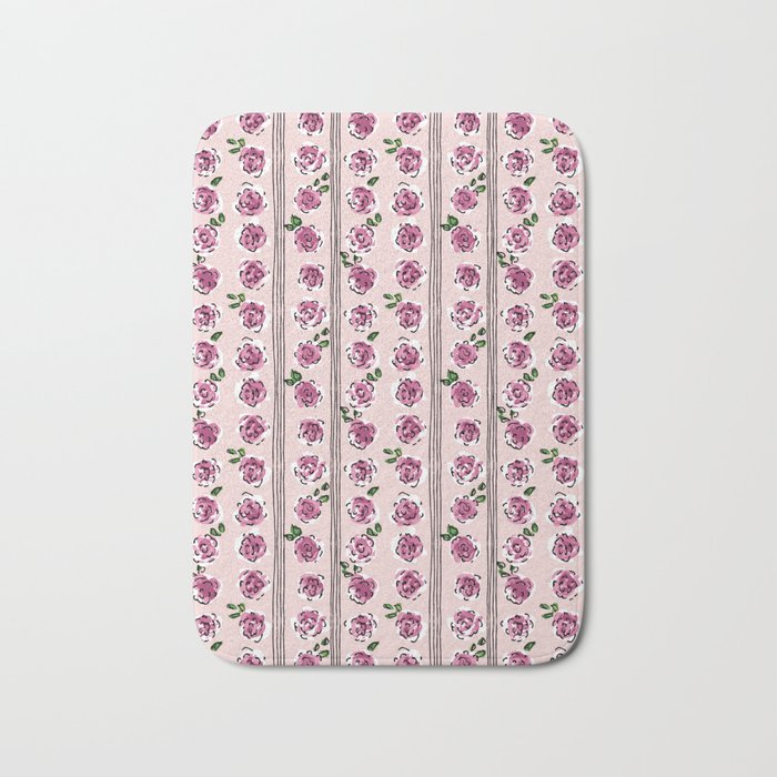 romantic rose pattern - sweet midcentury flowers Bath Mat Gallery Image 1