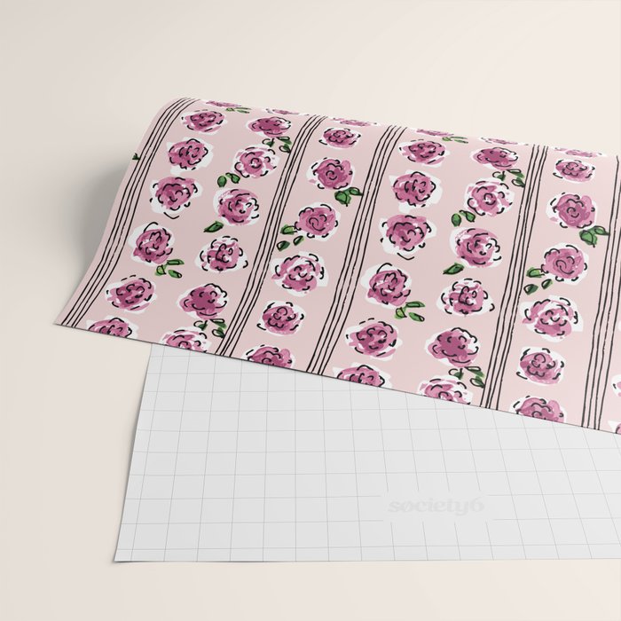 romantic rose pattern - sweet midcentury flowers Wrapping Paper Gallery Image 2