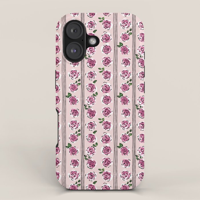 romantic rose pattern - sweet midcentury flowers iPhone Case Gallery Image 1