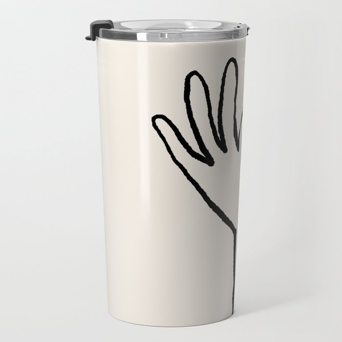 OK sign hand black and white hand drawing Travel Mug Gallery Image 3