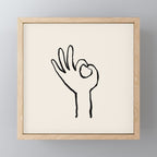 OK sign hand black and white hand drawing Mini Art Print Gallery Image 1