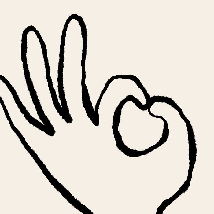 OK sign hand black and white hand drawing Coffee Mug Gallery Image 2