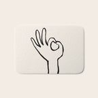 OK sign hand black and white hand drawing Bath Mat Gallery Image 1