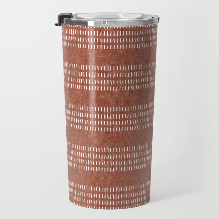 farmhouse stitch - rust Travel Mug Gallery Image 3