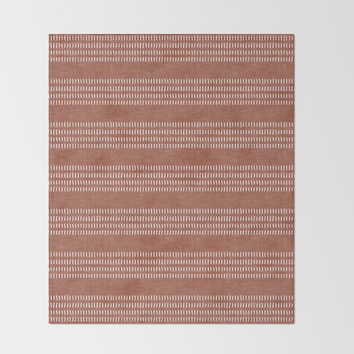 farmhouse stitch - rust Throw Blanket Gallery Image 2