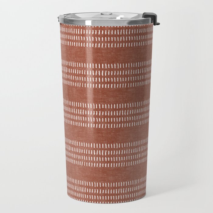 farmhouse stitch - rust Travel Mug Gallery Image 2