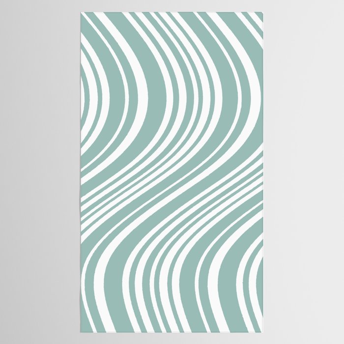 Wavy Stripes XXXVII - Sage Green Tablecloth Gallery Image 2