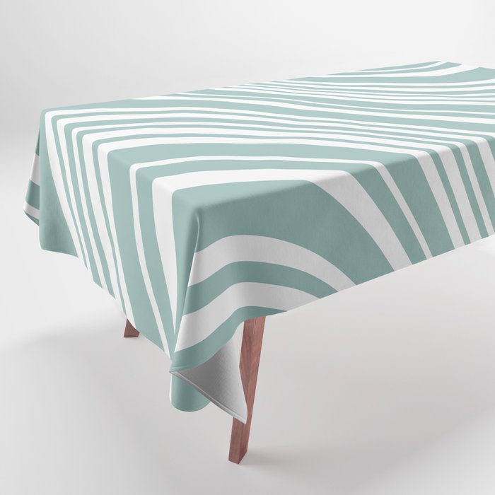 Wavy Stripes XXXVII - Sage Green Tablecloth Gallery Image 1
