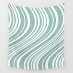 Wavy Stripes XXXVII - Sage Green Wall Tapestry Gallery Image 4