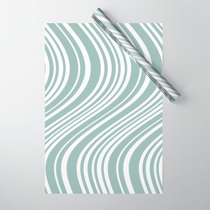 Wavy Stripes XXXVII - Sage Green Wrapping Paper Gallery Image 1