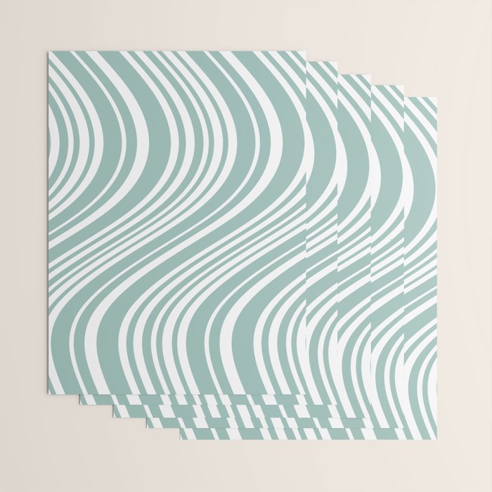 Wavy Stripes XXXVII - Sage Green Wrapping Paper Gallery Image 3