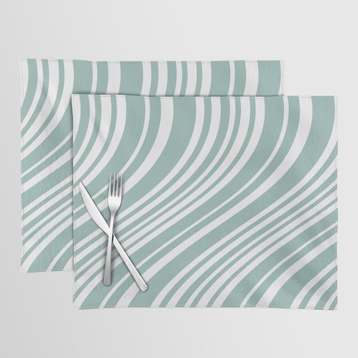 Wavy Stripes XXXVII - Sage Green Placemat Gallery Image 1